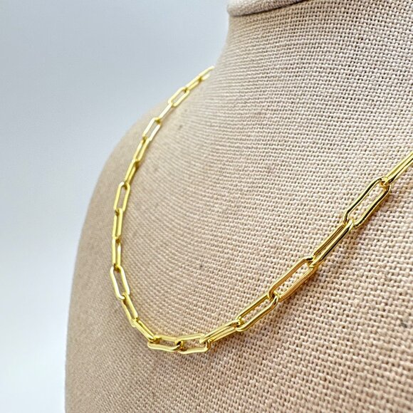 Gold Tone Oval Link Chain Necklace Lobster Claw Clasp Size 20" Length - Picture 3 of 10